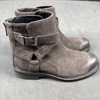 KARL LAGERFELD PARIS Grey Suede Leather Harness Boots LF2S3011 Men's Size 11 NEW
