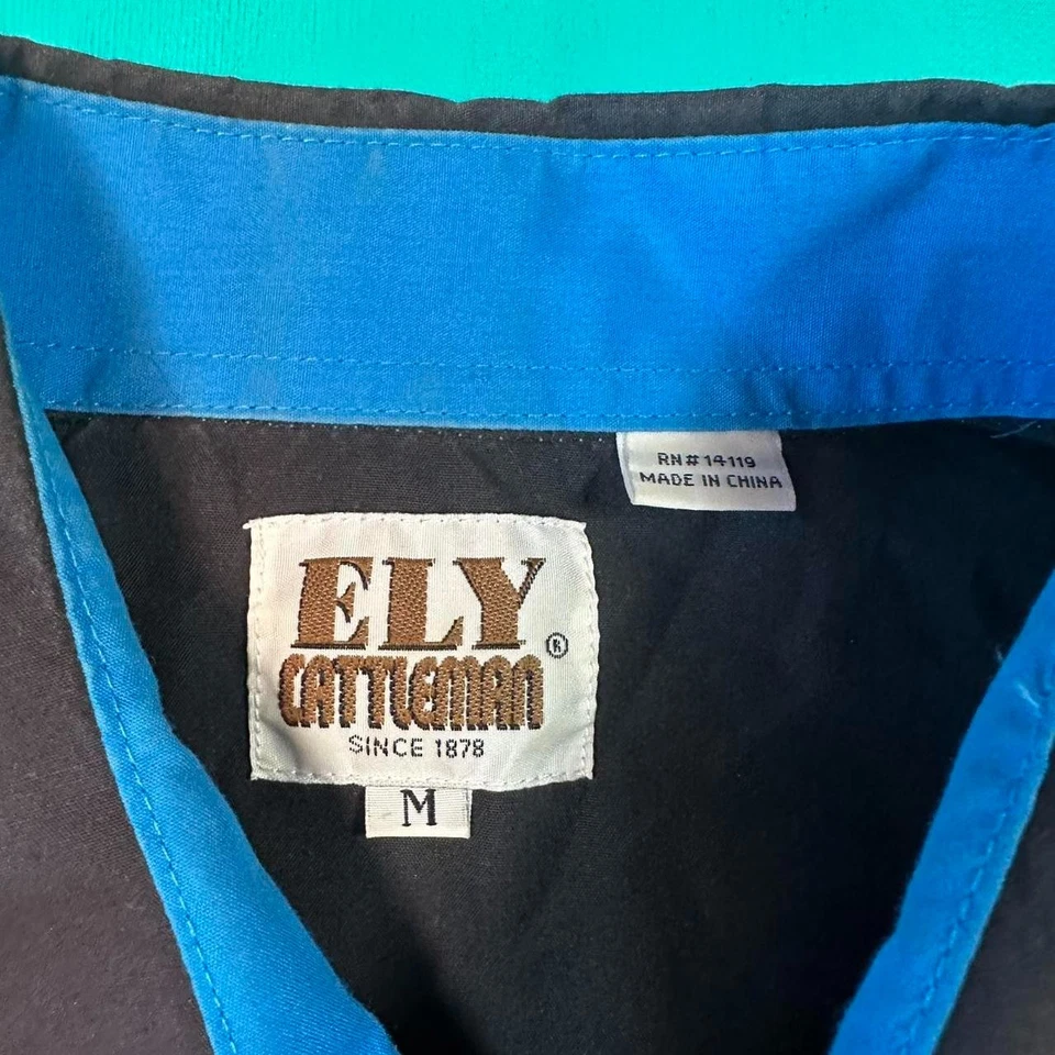 Camisa Western Bordada Vintage Años 90 Ely Cattleman Años 90 Bordada Perla Snap Foto 4 de 4