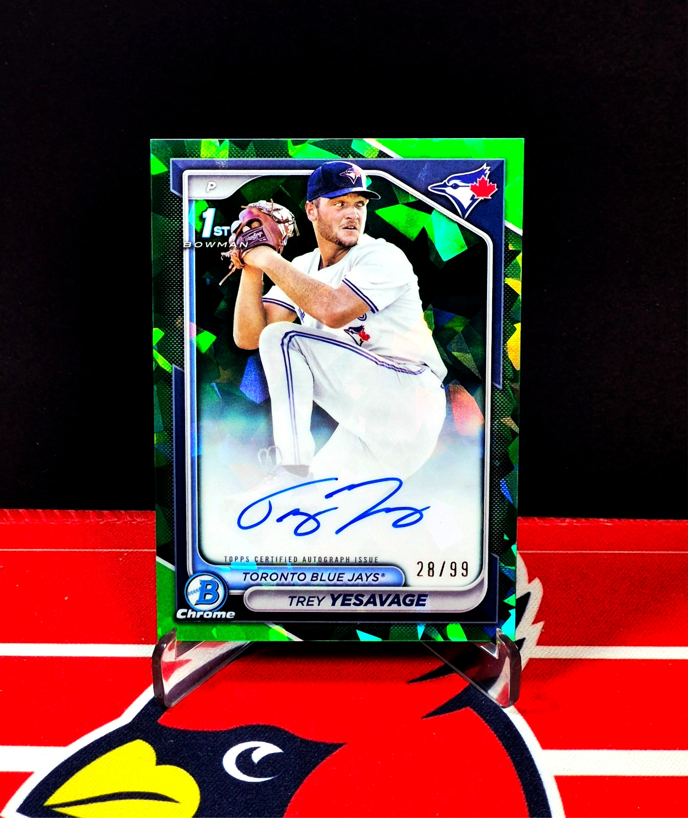 🔥 2024 Bowman Chrome Sapphire 1st Trey Yesavage Green Autograph /99 RC AUTO 🔥