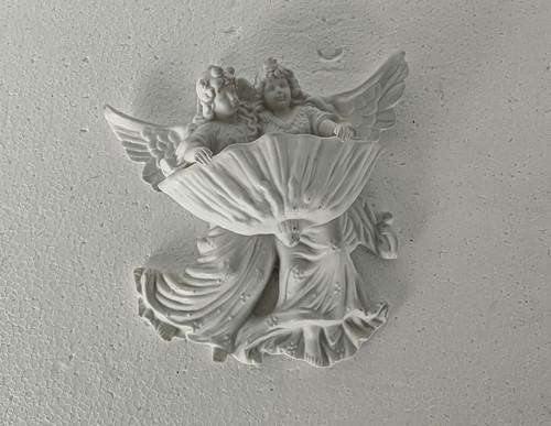 Bisque porcelain antique Holy water font Vessel Angels gorgeous Christianity - Picture 5 of 8