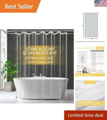 Lightweight 72'' x 84'' Transparent Shower Curtain Liner with Weighted Magnets