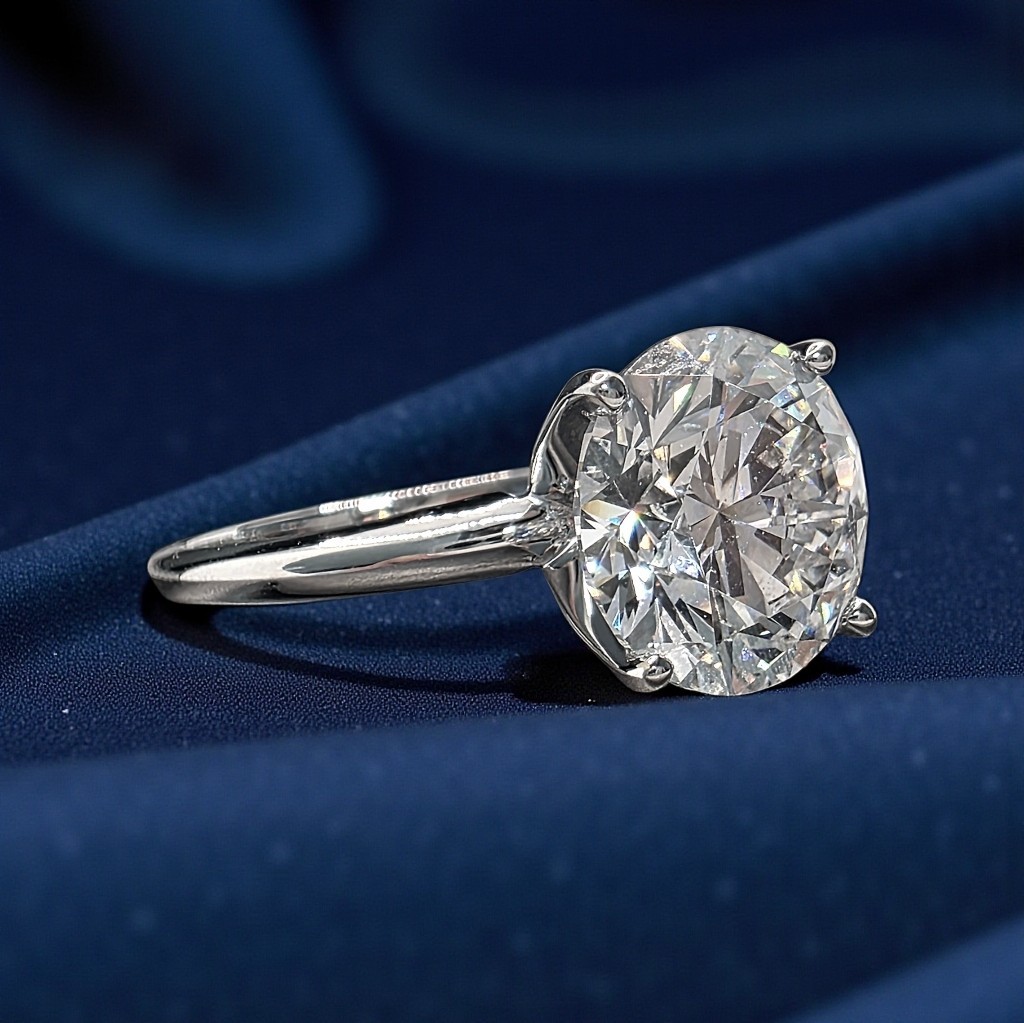5.00 Ct E VS1 Round Solitaire 14k Lab Grown Diamond Ring IGI 