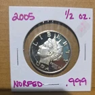 2005 Silver 1/2 Oz Ounce Norfed Mint $10 Torch .999 Fine