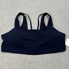 Athleta Exhale Bra D-DD Sports Bra WMNS 2X Navy Blue Removable Pad Strappy Back