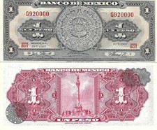 Mexico: $ 1 Peso Azteca 10 V 67 Banco de Mexico UNC.