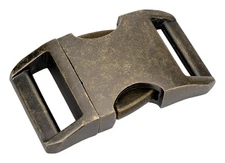 10 - 1 Inch Antique Brass Contoured Aluminum Side Release Buckles