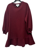 Mare Anthropologie Size M Woman's Shift Dress Oversized Burgandy Embossed