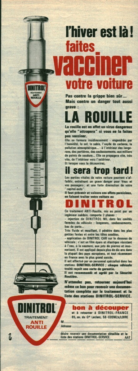 Vintage Advertising Dinitrol Anti Rust Treatment Car Magazine Issue 1971