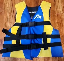 Airhead Life Jacket Vest Youth 50-90 Lbs Blue/Yellow Flotation Device Used