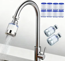 2 Pack Sink Water Filter Faucet, Universal 360 ° Rotating Bathroom Sink Filter, 