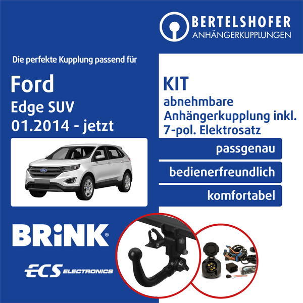 FüR Ford Edge SUV 01.2014-Jetzt AHK Abnehmbar +7Pol Spezifisch E-Satz NEU TOP-image