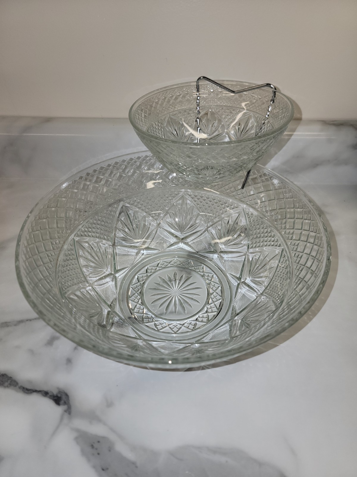Luminarc Fine Crystal Antique 3 Piece Chip & Dip Set party bowl