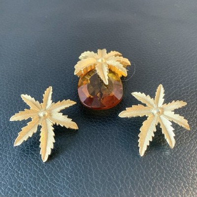 Sarah Coventry ''Autumn Haze'' Vintage 1964 Set Pineapple Brooch/pedant & Earrings