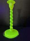 Vintage Vaseline Tiffin Spiral Candlestick Holder 9 Inches ￼