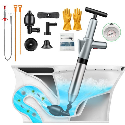 #ad #ad High Pressure Toilet Plunger Toilet Snake Air Drain Blaster with Real Time ... $40.99