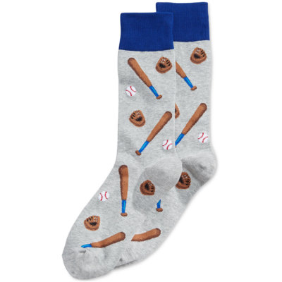 $31 Hot Sox New Men 1 Pair Pack Dress Cotton Gray Crew Socks Baseball Shoe 6-12