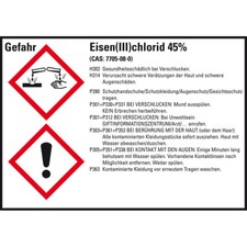 GHS-Etikett Eisen(III)chlorid 45% GefStoffV/GHS/CLP Folie 105x74mm 8/VE