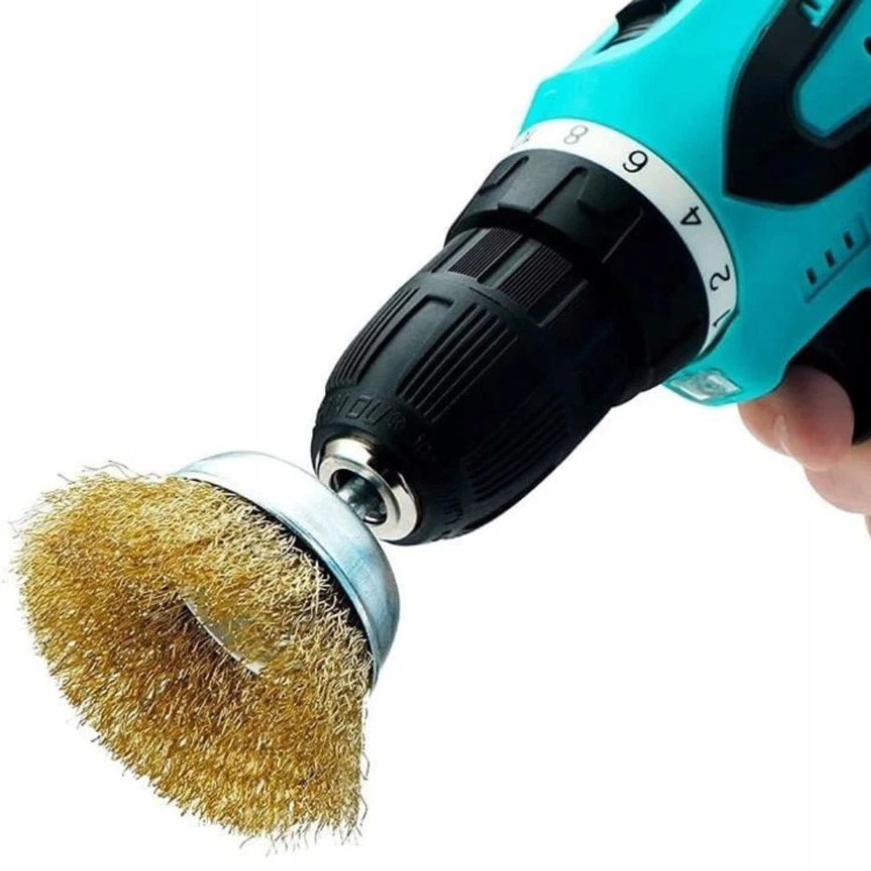 Messing Drahtbürste Set 5tlg. für Bohrmaschine Rundbürste Stahl Scheibenbürste - Bild 3 von 4