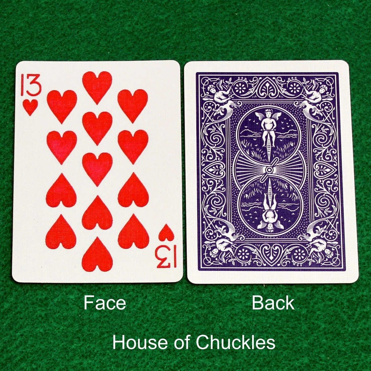13 of Hearts Blue Custom Printed Bicycle Gaff Playing Card