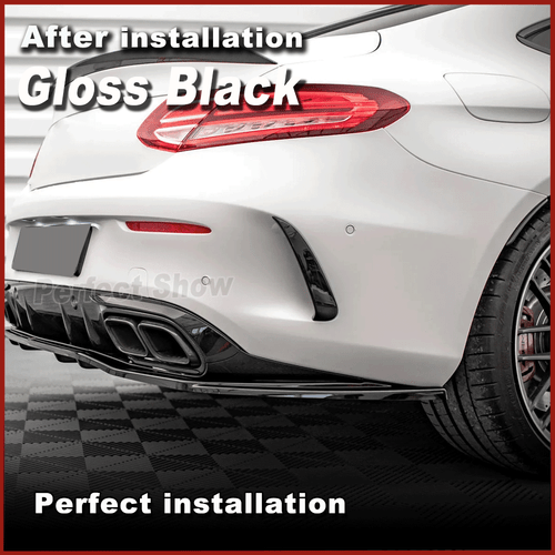 Heck Stoßstangen Flossen Splitter Flap Schwarz für Mercedes C205 A205 C63 15-19 - Picture 3 of 11