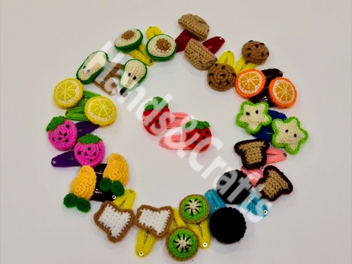 Cute Delicious Juicy Orange Hair Clips/Headwear Handmade Crochet Gift - Picture 7 of 8