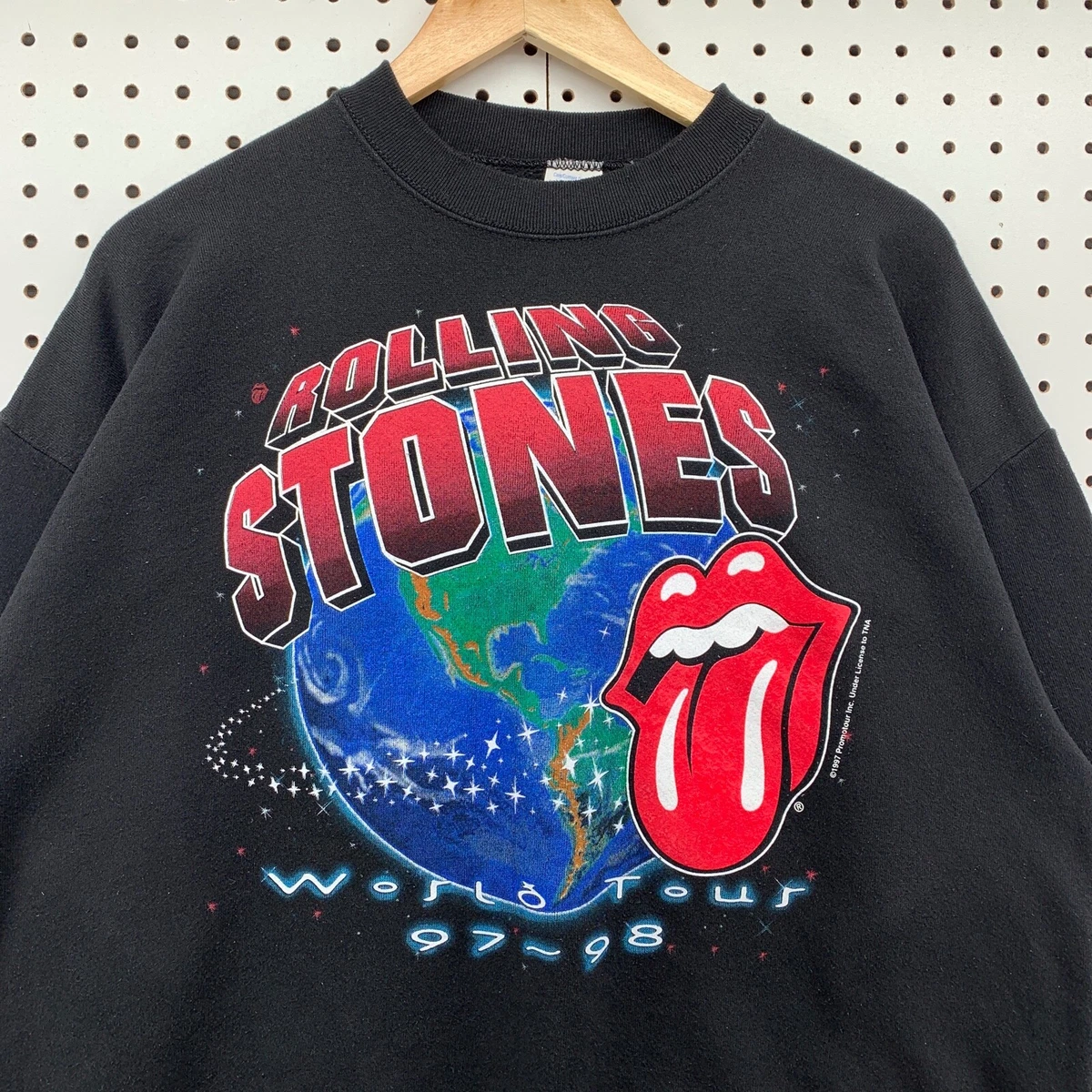 Vintage Rolling Stones Sweatshirt Black World Tour 97-98 Band XL