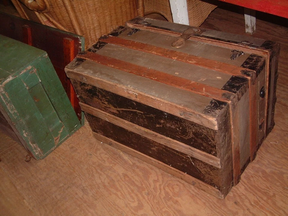 复古 Trunk 带托盘、咖啡桌、储物箱 31 X 20 X 18 — 第 4/4 张图片