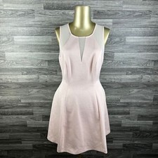 GUESS Keyhole Back Zip Closure Pink Mesh Trim Fit & Flare Dress Women's Size 4