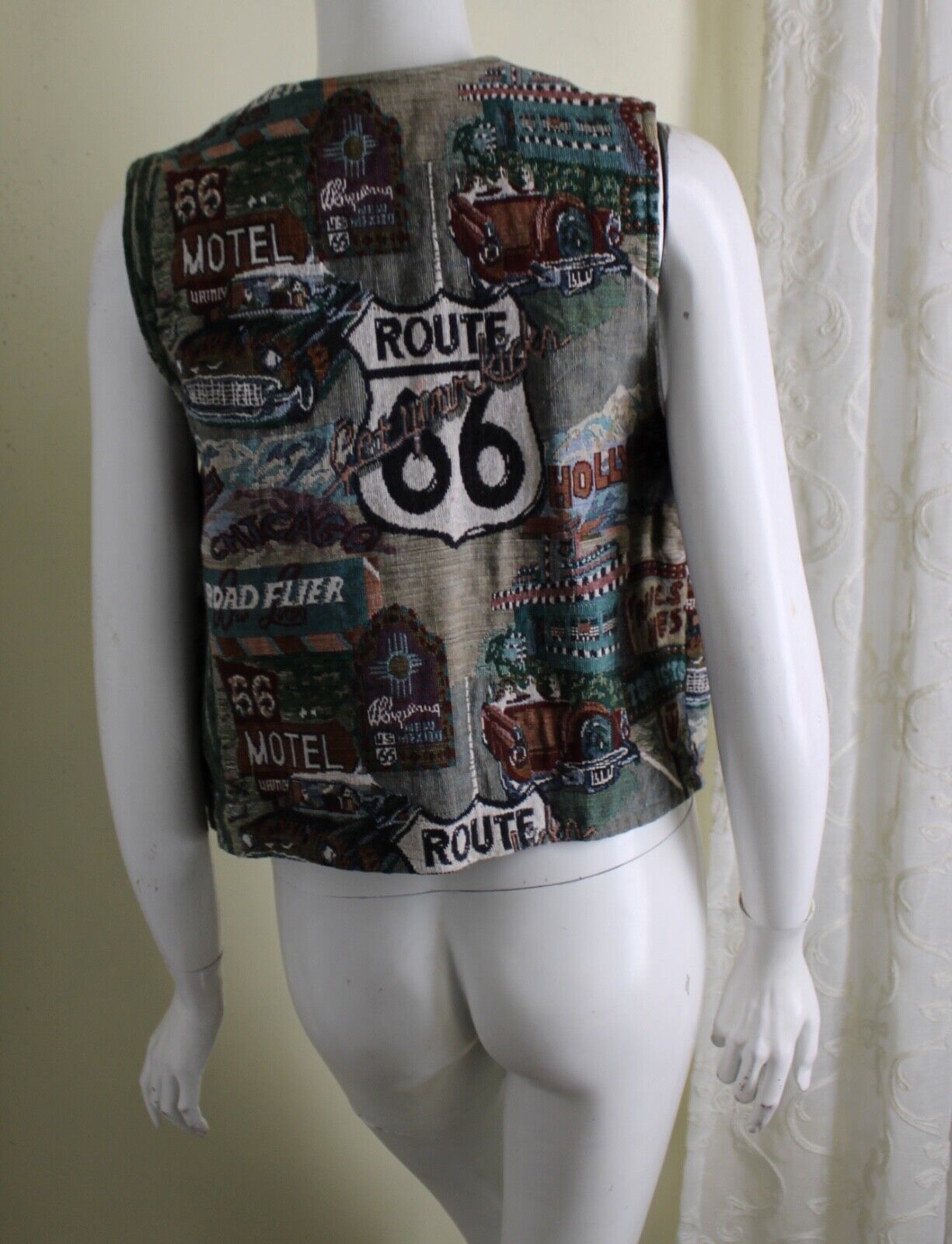 Route 66 Tapestry Cotton Sz S M Woven Art-to-Wear… - image 8