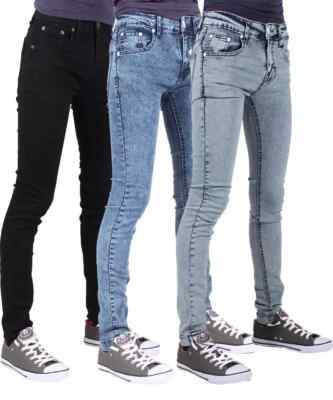 Peviani Herren Skinny Fit Stretch Jeans Slim Denim Reißverschluss W28-W40