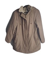 Classic Elements Women's Hoodie Coat Beige Soft Shell Jacket 16-18w W/ Pockets