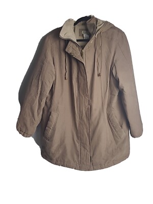 CLASSIC ELEMENTS Women's Hoodie Coat Jacket Beige Soft Shell Full Zip Sz 16-18W 