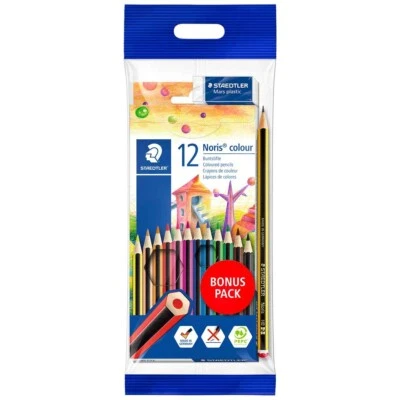 STAEDTLER Farbstifte 185 C12 SPARPACK + Radierer + Bleistift GRATIS