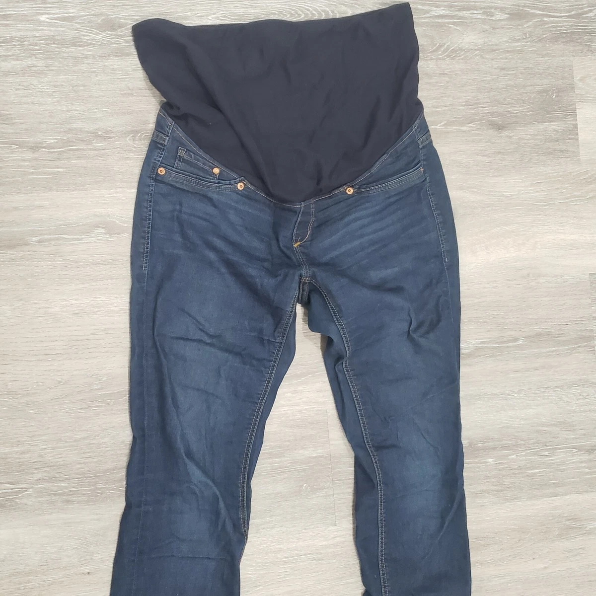 H&M By Maternity Mama Super Skinny High Rib Jeans Blue - Size 8 Medium