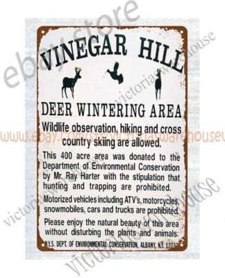 New York State Vinegar Hill Wildlife Management Deer Wintering Area metal tin