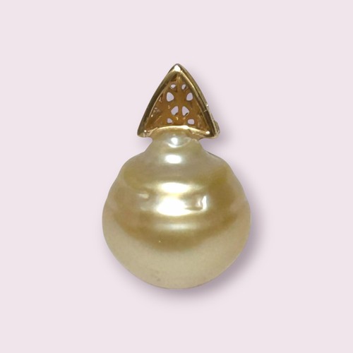 Premier 13 x 12.7mm Natural Pale Gold Australia South Sea Pearl Pendant - Picture 4 of 9