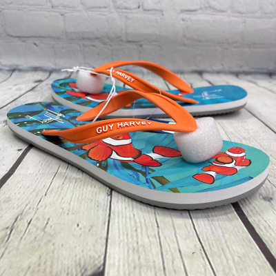 Guy Harvey Sandals Womens 10M Orange Flip Flop Cayman Clown  display picture 2