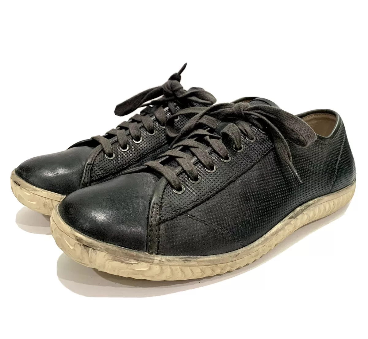 John Varvatos hattan Mens Black Leather Low top Sneaker Size 9.5 M
