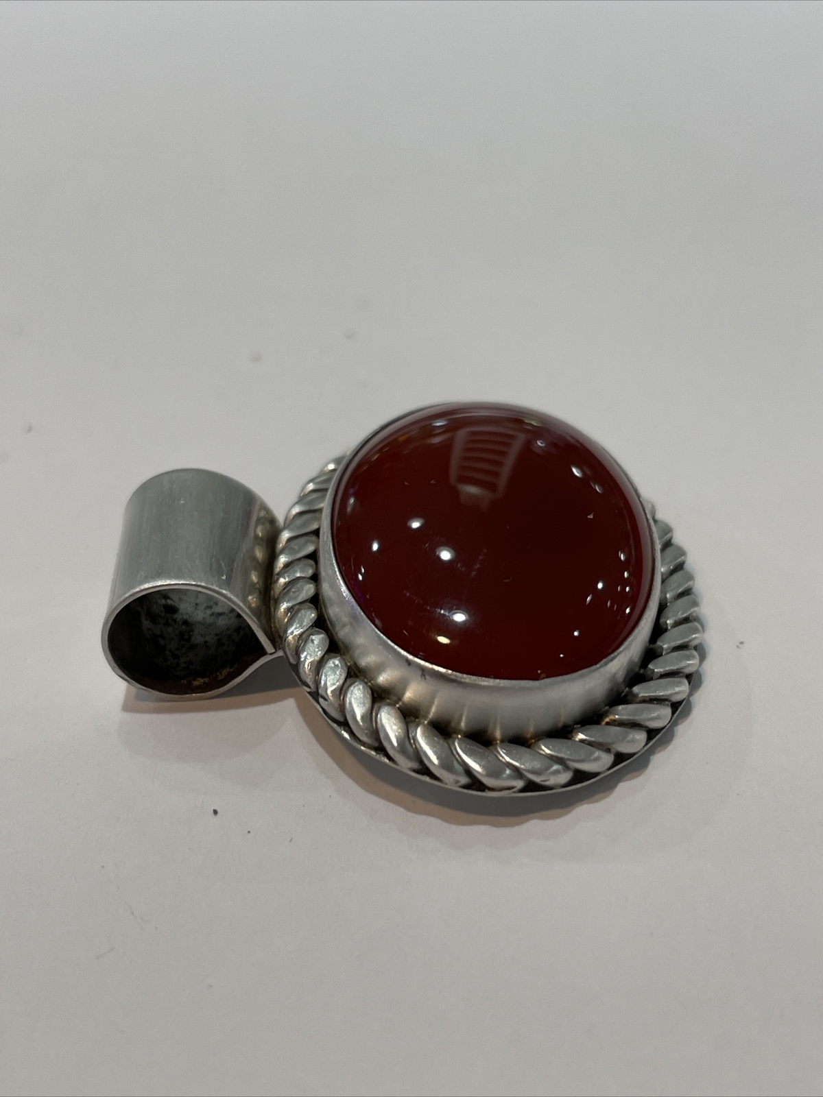 JG Signed 925 Solid Sterling Silver Carnelian Pen… - image 5