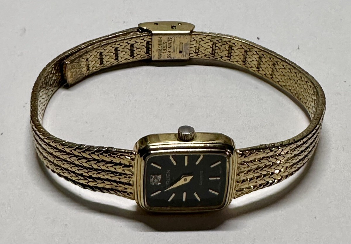 Gruen Gold-Tone Square Face Quartz Watch with Diamond Black Dial Ladies Vintage Gruen Precision Watch - Etsy main image 3
