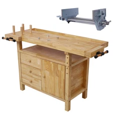 Wood Workbench - Wooden Workbench for Garage Workshop and Home