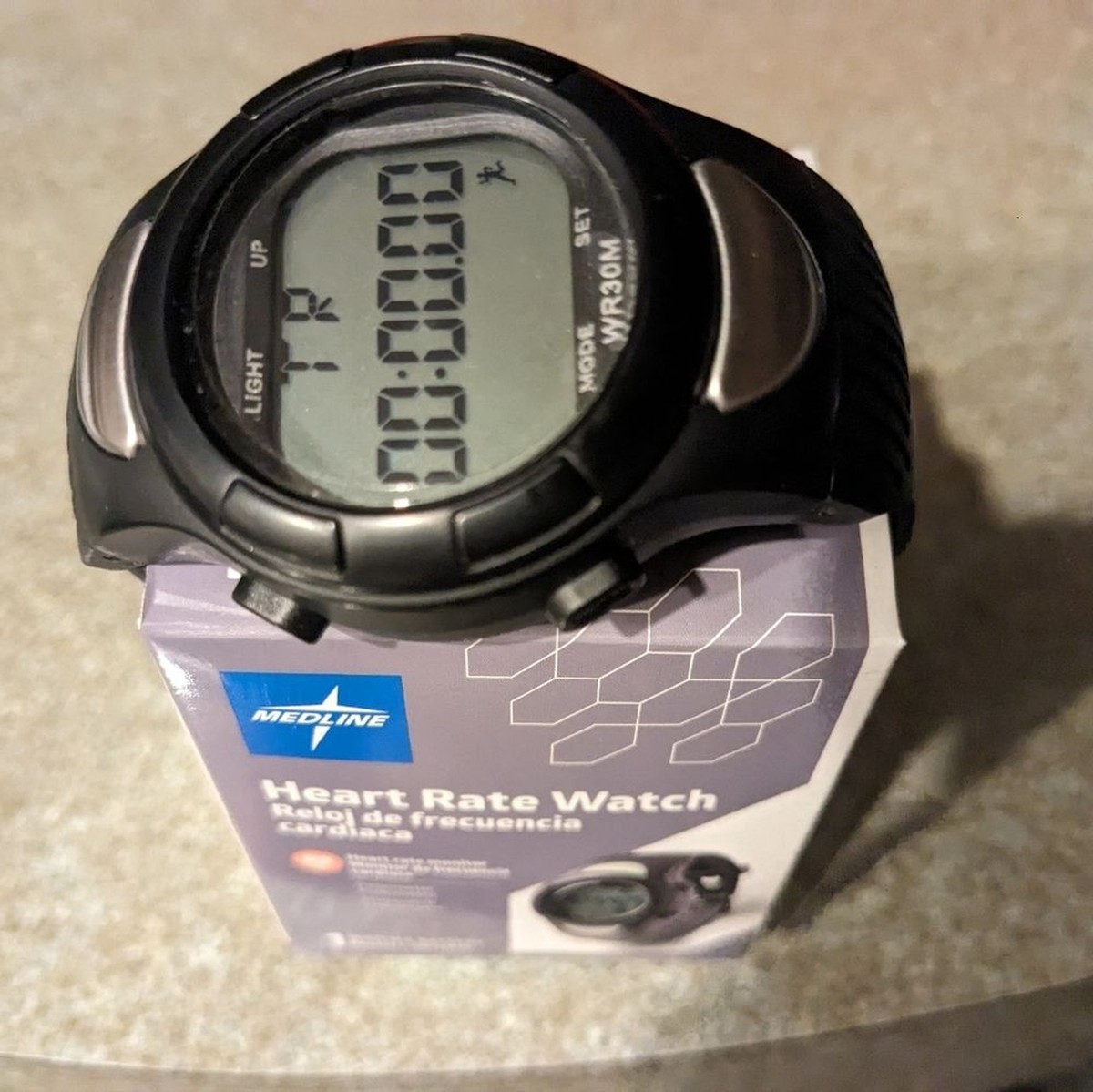 Medline Men Heart Rate Monitor Day Date Alarm Memo Step Calories Light Up  Watch