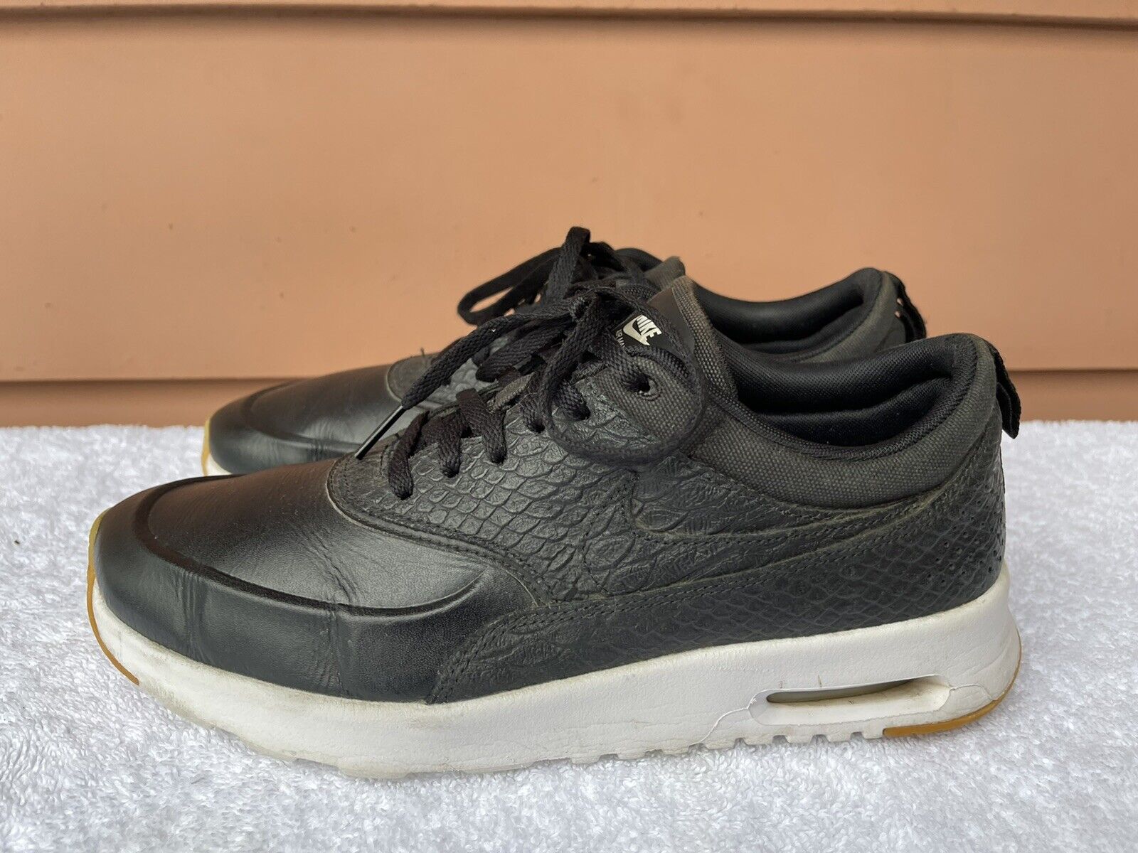 Produktion Seraph excentrisk Nike Air Max Thea Premium Women US 9 Black Leather Sneaker Trainers Shoes  D7 | eBay