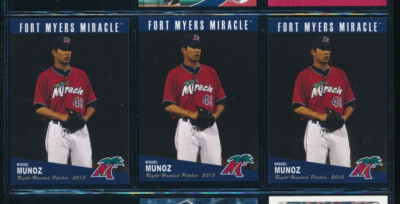 Lot (3) 2013 Grandstand #46 Miguel Munoz Fort Myers Miracle (IG79) SWSW7