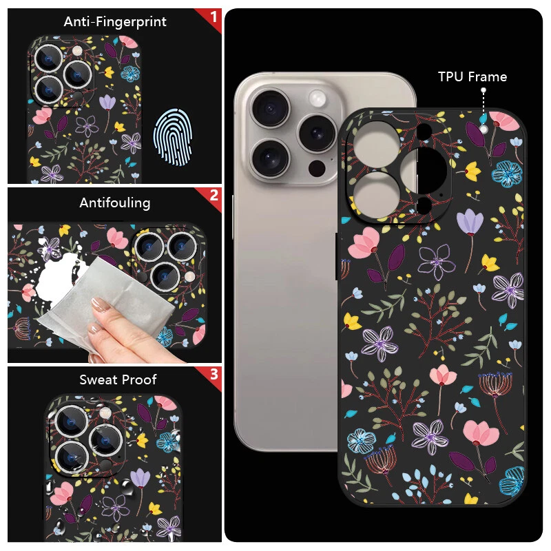 Phone Case Flower For iPhone 16 Pro Max 15 14 13 11 12 8 7 Shockproof Soft Cover