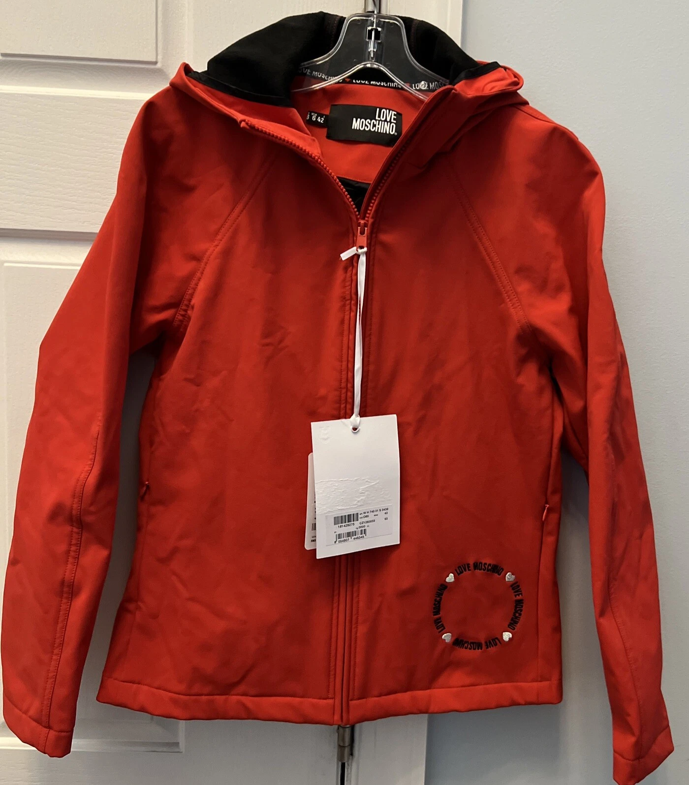 Love Moschino Giacca Rossa Impermeabile Taglia 42 USA 6