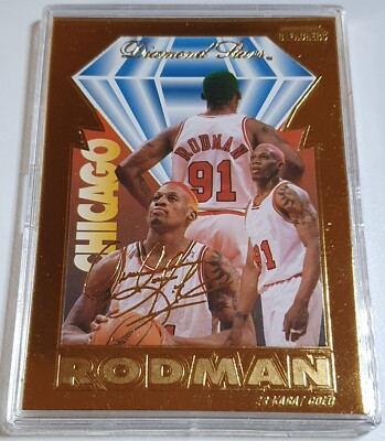 1996 Bleachers Dennis Rodman 23K GOLD CARD Diamond Stars - Box and