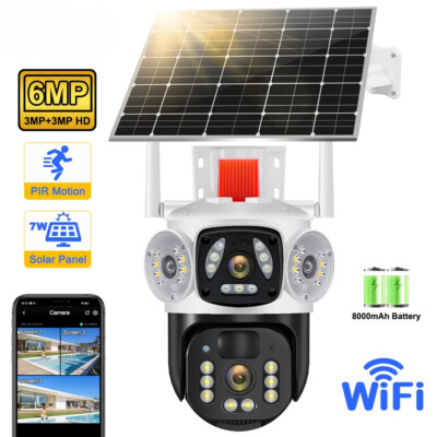 6MP WIFI Solar Battery Camera Outdoor PTZ Cam Security Protection CCTV HD Video