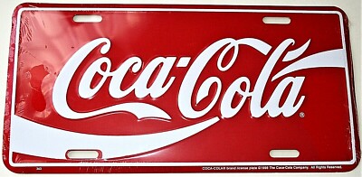 Coke Coca-Cola Soda Logo Metal Embossed Advertising License Plate