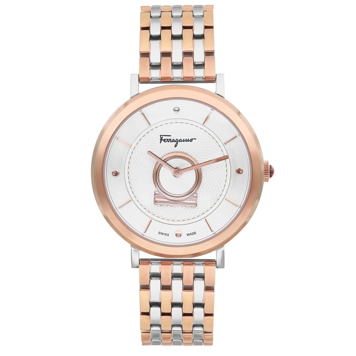 Salvatore Ferragamo Minuetto Rose Gold Tone Steel Silver Dial